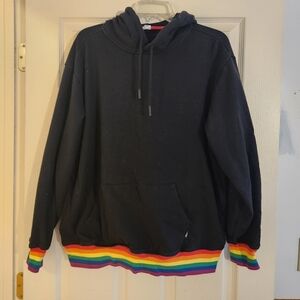 TomboyX Black Hoodie with Rainbow Trim